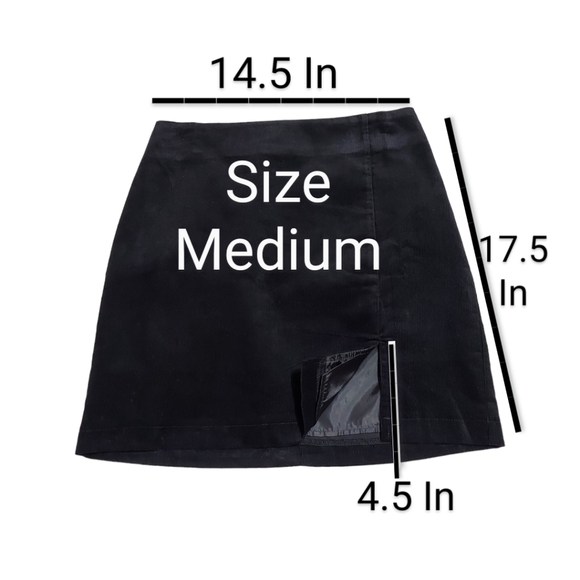 Timing, corduroy mini skirt womens Sz. S.M.L. black slit zipper new high waisted - Picture 7 of 15